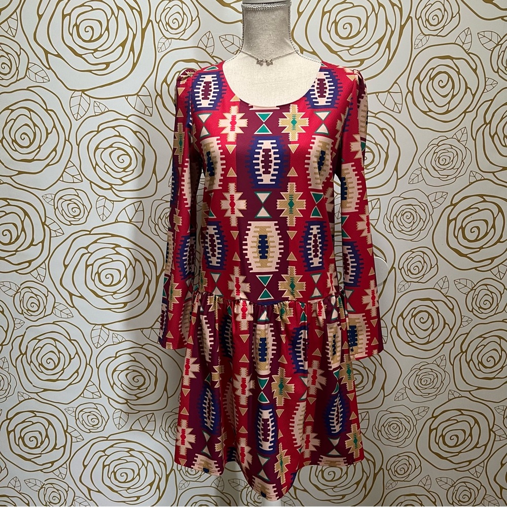 New Anthropologie Eyedoll Wildfire Dress Tribal Print